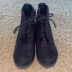 Black wedge booties
